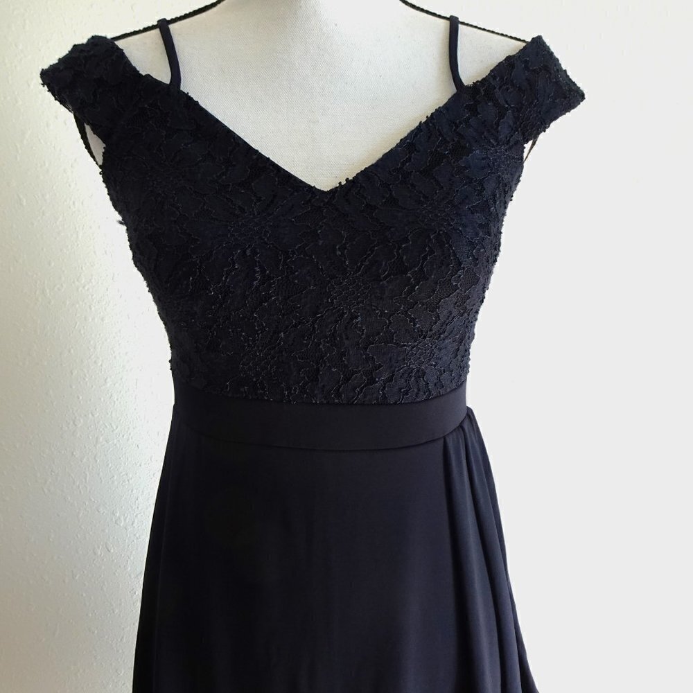 Alexa B Cocktail Dress Women's Size 6 Blue Lace Top Faux Wrap - Picture 2 of 12